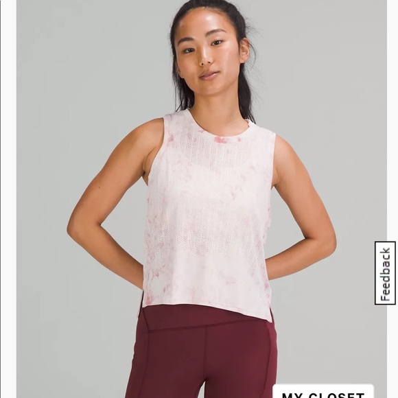 lululemon athletica Tops - Lululemon Train to Be Tank Top, Size 8, Rainstripe Sheer Cloud Wash Pink Taupe